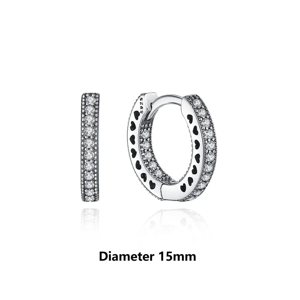 New 2026 Original 925 Sterling Silver Earrings For Women Piercing Hoop Love Heart Earings Rose Gold Wedding Gift Luxury Jewelry