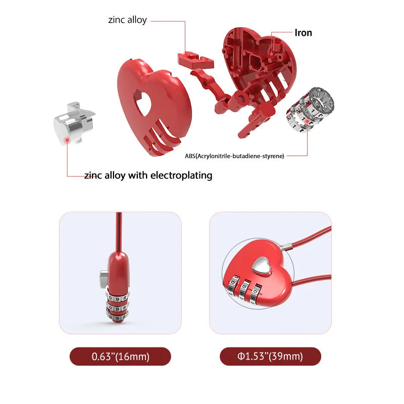 Love Lock Wedding Lock Heart Love Combination Lock School Bag Backpack Trolley Box Concentric Lock Color Zinc Alloy