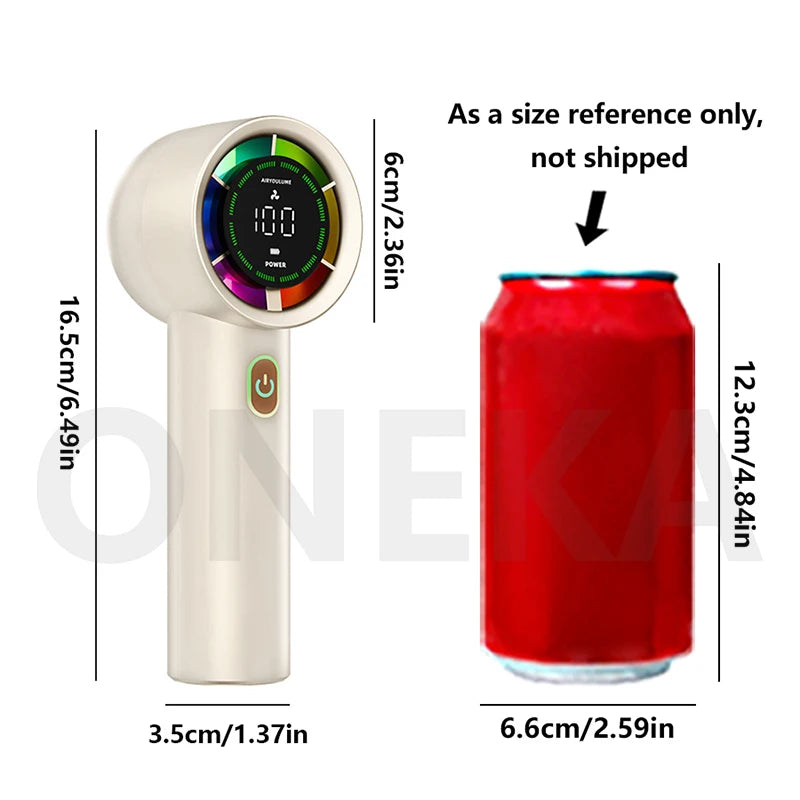 Portable handheld fan, 4 trendy colors, delivers refreshing cool breeze, stylish and versatile, with long-lasting battery life.