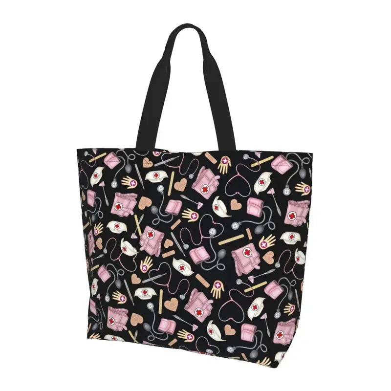 Custom Enfermera En Apuros Doctor Nurse Medical Large Capacity Tote Bag Shoulder Bag Handbags for Women Grocery Shopping Bags