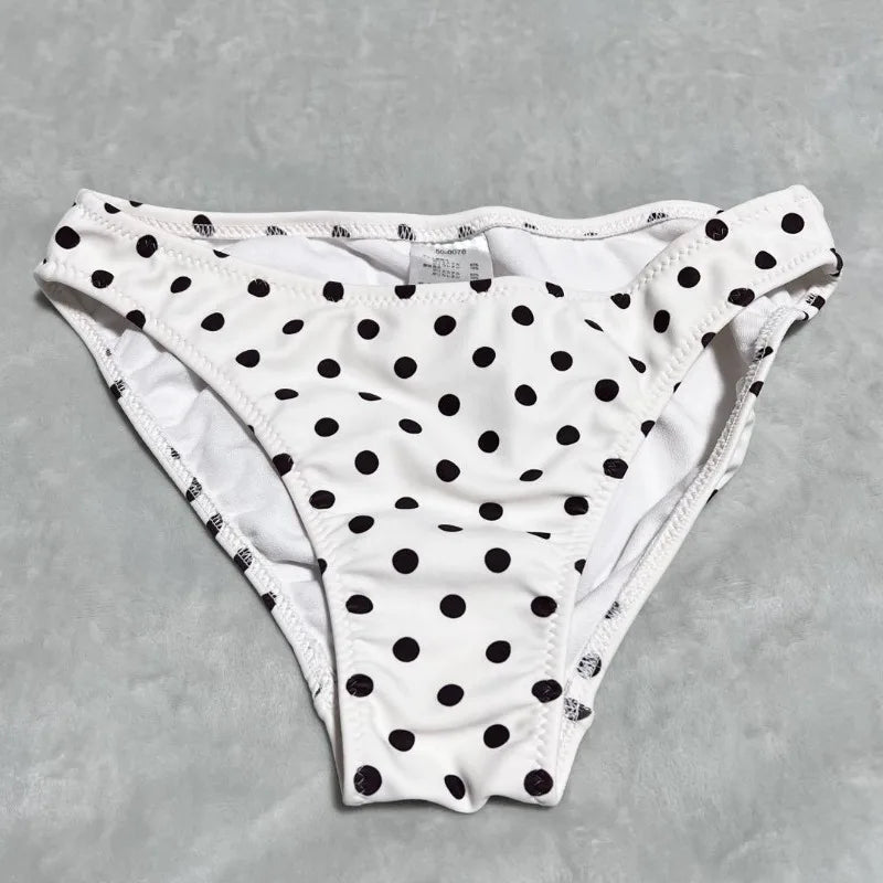 American INS Style New Cute Swimsuit Summer Fashion Sexy Halterneck Polka Dot Bow Tie Top Skirt Beach Y2k Three-piece Sets 2025