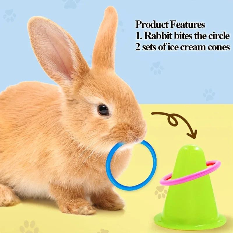 Rabbits Have Toys Ice Cream Cone Shaped Pet Rabbit Ferrule Toy To Relieve Boredom Chew Toys Toss Games Interactive Training Toy
