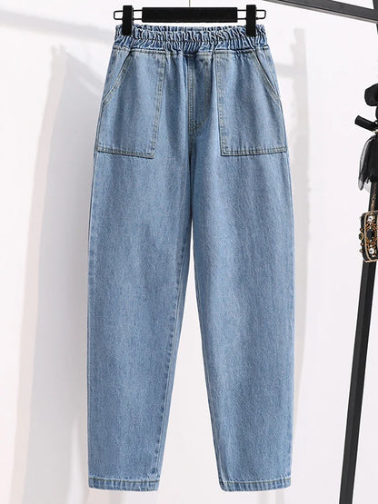 plus Size Denim Trousers High Waist Straight Leg Women's Spring Faion Slimming Long Pants Casual Harajuku Sle Jeans