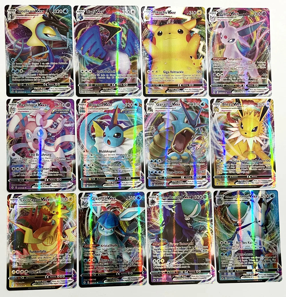 Deutsch Pokemon Cards in German Vstar Vmax GX Limited Shiny Rainbow Arceus Pikachu Charizard Holographic Playing Cards Kids Gift