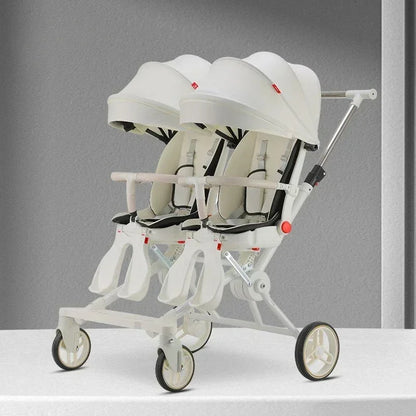 Twin strollers for two children Two seats Lightweight folding stroller Multifunctional stroller can sit and lie down
