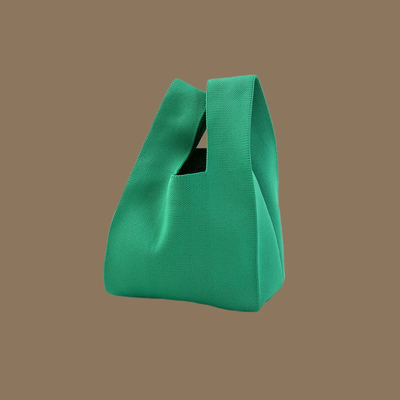 Fashion Handmade Knit Handbags Women Mini Knot Wrist Bag Korean Casual Tote Bag Reusable Shopping Bags