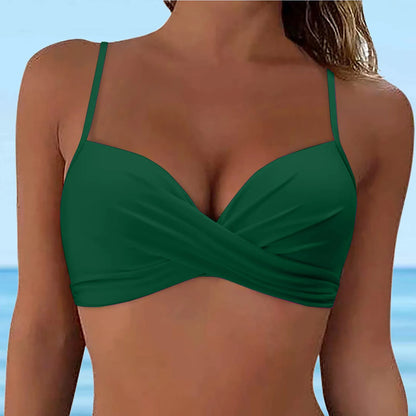 Women Lace Up Swimwear Tops Underwire Full Coverage Bikini Top Push Up Swim Crop Top Tie Back Matching Men And Women Swimsuits