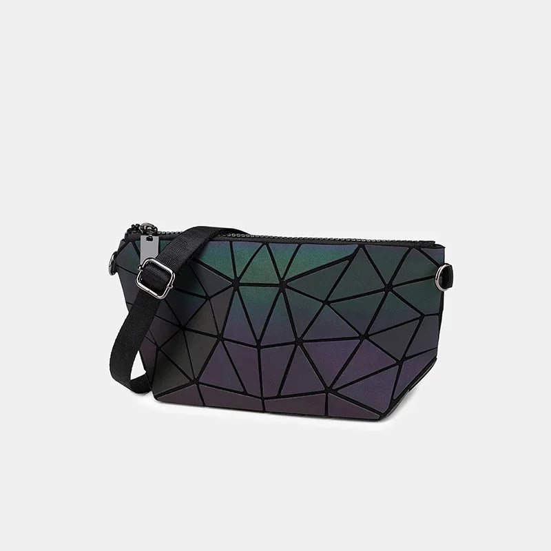 Women Chain Shoulder Bag for Women 2024 Luminous Geometric Messenger Bags Plain Folding Crossbody Bags Clutch Evening Bag Bolso