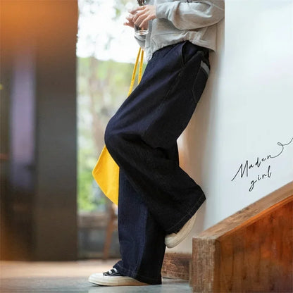 Maden Women's Vintage Denim Jeans Spring and Fall High Waist Loose Straight Pants Female Cotton Baggy Jeans Streetwear Trousers