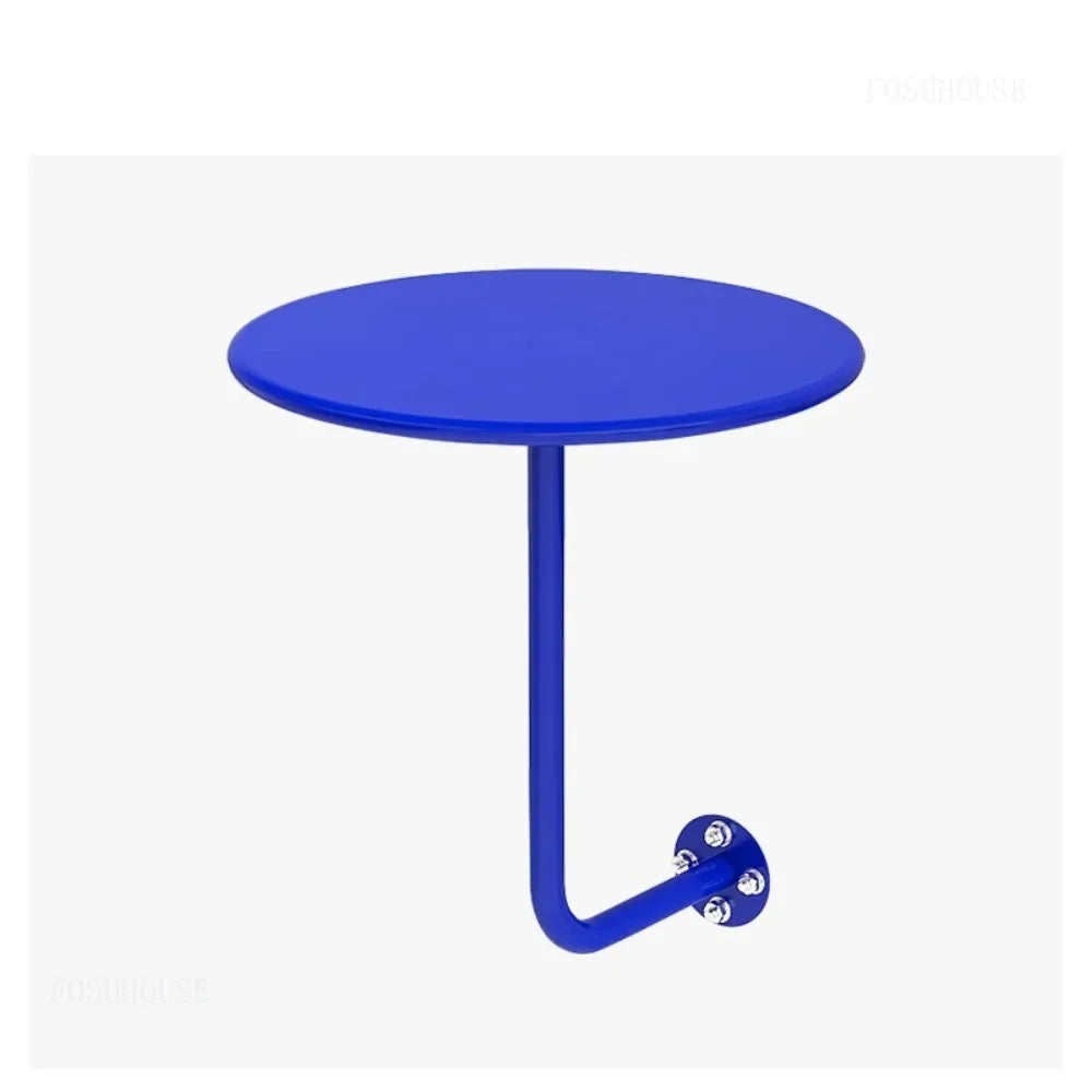 Wall Mounted Coffee Table, Round Floating Side Table, Metal Space Saving End Table for Living Room Bedroom Balcony Cafe