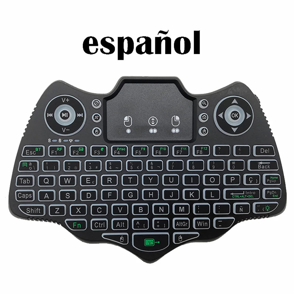 MRSVI V18 Mini Wireless Keyboard 2.4G BT Touch 7 Color Backlit French Spanish Russian Air Mouse Keyboard Gift for Android TV Box