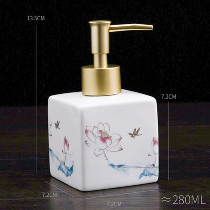 Blue and White Storage Bottle Bathroom Accessories Ceramic Soap Container Wash Table Soap Shampoo Cosmetic Storage Bottle 300ml
