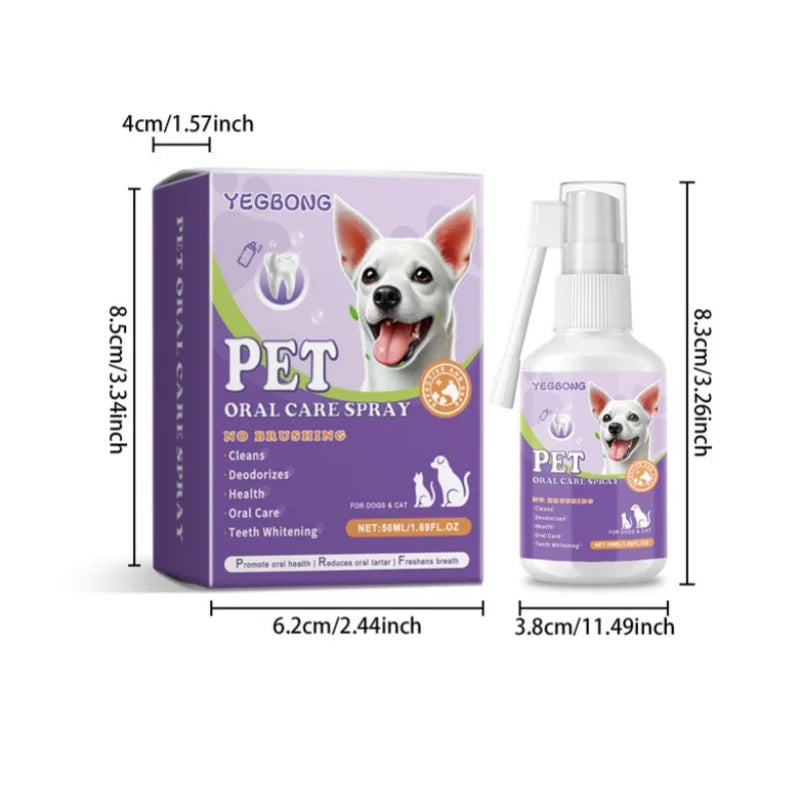 50ml Pet Oral Care Spray Dogs Cats Teeth Cleaning Fresh Breath Daily Dental Care Pet Supplies