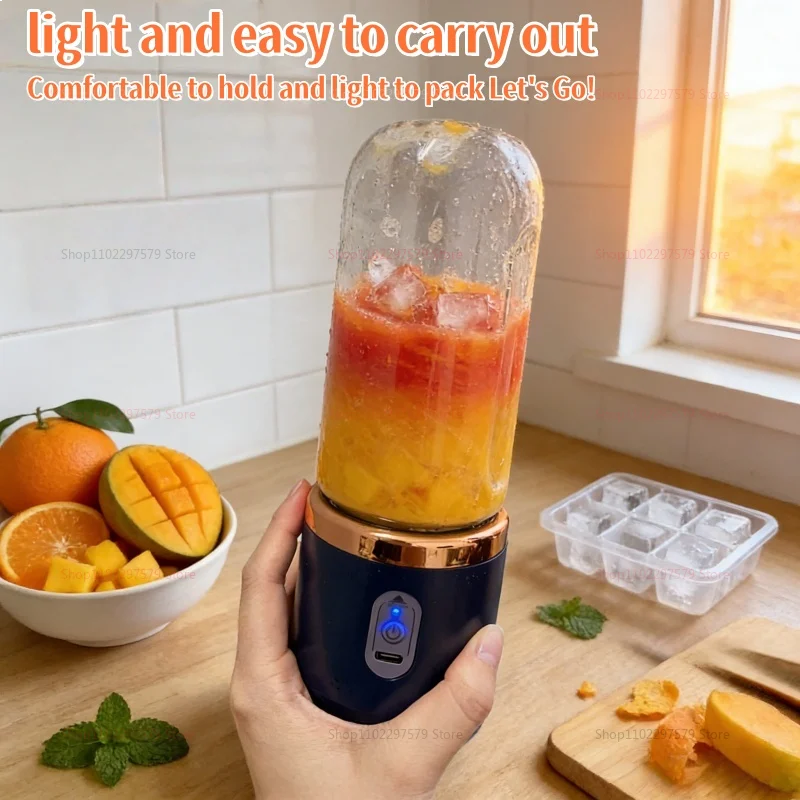 Portable Electric Blender 6 Blades Juice Smoothie Maker Ice Crusher Food Processor Personal for Fresh Drinks Juicer Machine