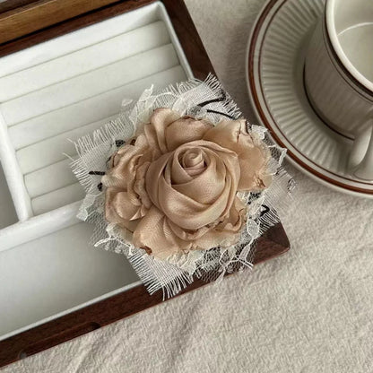 Newly upgraded rose fabric handmade original brooch, Korean style flower niche dress accessory