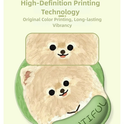 Cute Cartoon Mouse Pad with Wrist Rest Anti-Slip Rubber Puppy Mouse Pad HD Printing Cute Wrist Rest Pad Desktop Setup