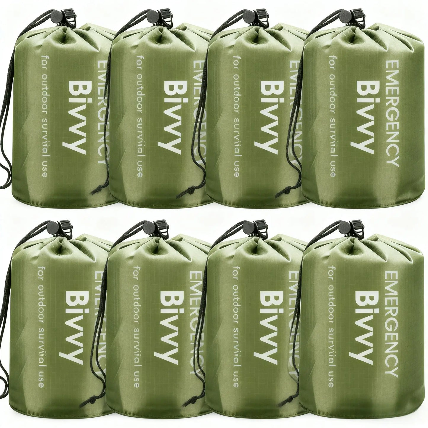 Multi-pack emergency sleeping bags, green, drawstring bag,suitable for outdoor camping, emergency use, and outdoor activities