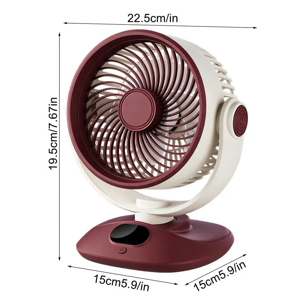 Portable Small Oscillating Fan 3 Speeds Rechargeable Battery Powered for Bedroom Living Room Kitchen Study Travel RV Camping