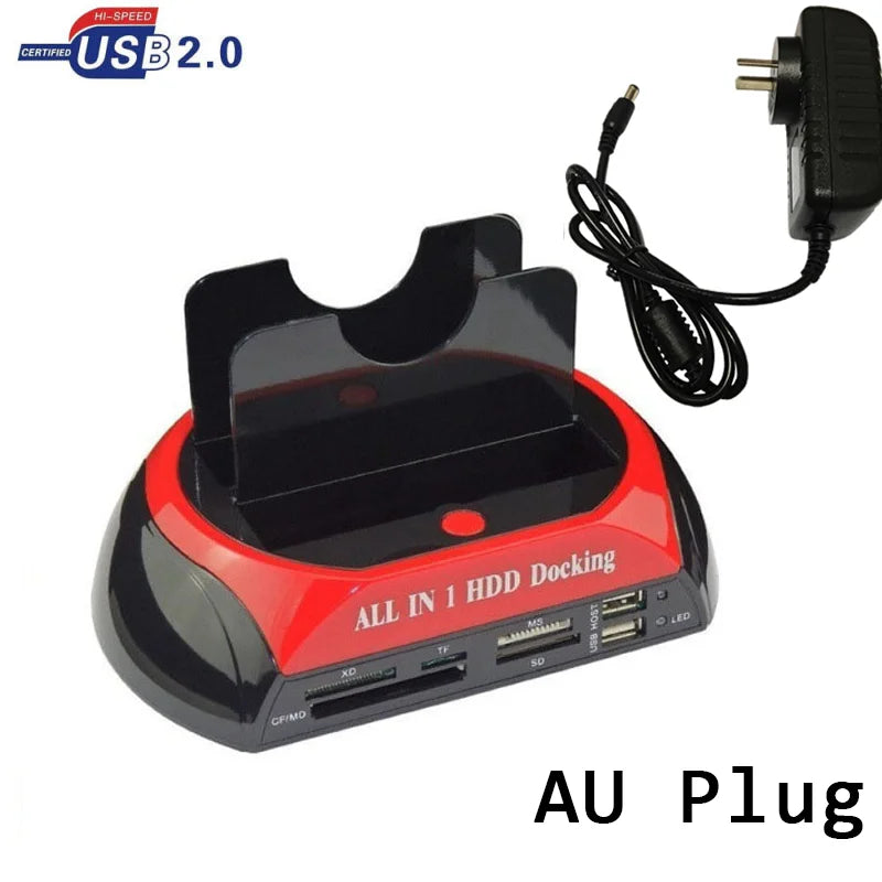 Hannord All in 1 HDD Docking Multifunc 2.5/3.5'' SATA Multi-Function HDD Docking Station IDE&SATA Hard Disk Base USB HUB Reader