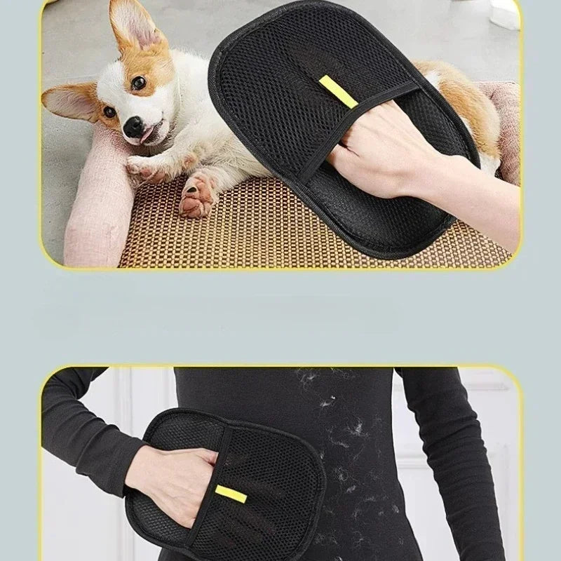 Pet Hair Removal Gloves Double Sided Reusable Grooming Tool for Dogs Cats Fur Static Cleaning Gloves for Carpets Furniture