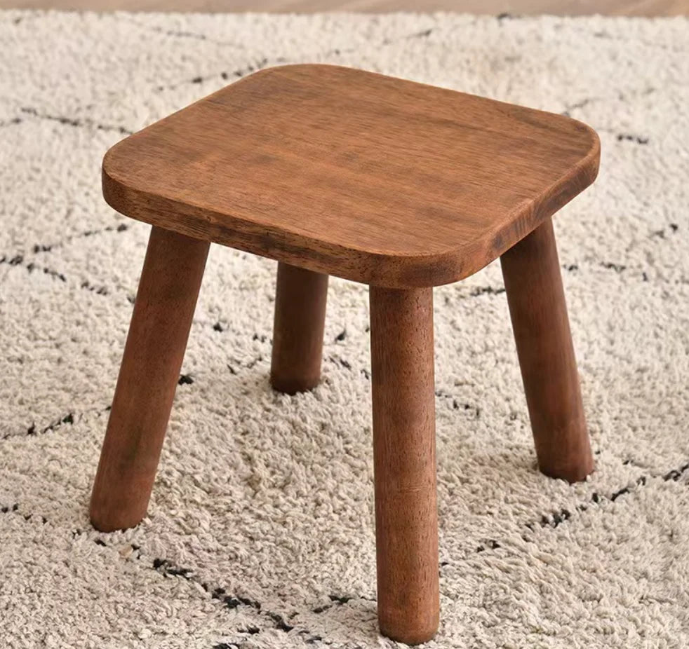 Multifunctional Solid Wood Stool Stackable Design Indoor Living Room Dining Seat Bench