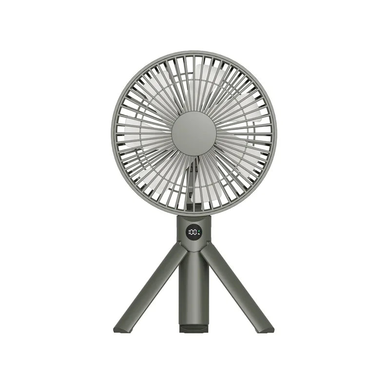 XIAOTREE Portable Handheld Rechargeable Fan LED Digital Display 180°Adjustable Rechargeable Fan 4 Speed Wind Camping Tripod Fan