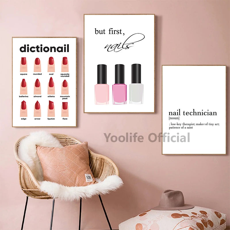 Nail Salon Wall Decoration Beauty Salon Wall Art Canvas Painting Nail Polish Quote Posters and Prints Nail Tech Artist Gift