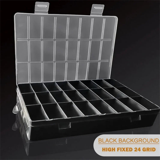 1Pack Plastic Storage Box 24 Grids Clear Plastic Organizer Box Compartment Storage Container for Craft, Beads, Jewelry, Items