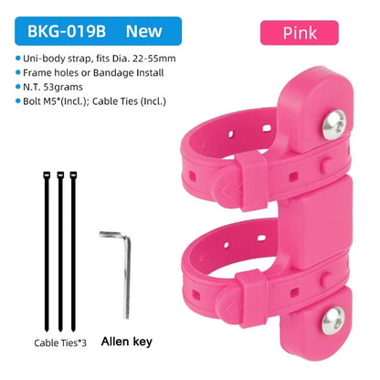 Bicycle Water Bottle Holder Adaptor 5 Colors Silicone Bottle Cage Strap Seatpost Fork Frame Multi Location Mounting Bike Parts