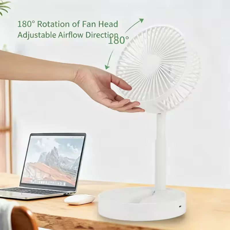 Portable Foldable Desktop Fan USB C Rechargeable 1800mAh Battery 3 Speed Ultra Quiet Fan for Home Office Bedroom Dorm Mini Fan