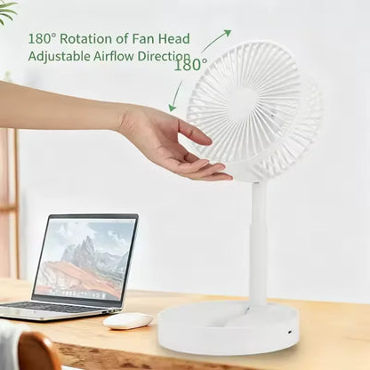 Portable Foldable Desktop Fan USB C Rechargeable 1800mAh Battery 3 Speed Ultra Quiet Fan for Home Office Bedroom Dorm Mini Fan
