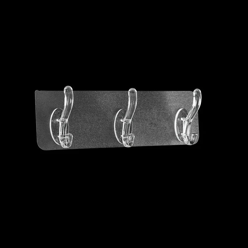 Transparent Plastic Glue Hooks Kitchen Bathroom Six Rows Hooks Nail-free Wall Hook A Row Of Traceless Hooks Wall Hanger Sticke