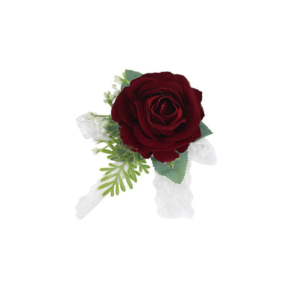 Girls Bridesmaid Wrist Corsage Bridal Prom Party Flannelette Rose Lace Bracelet Fabric Hand Flowers Wedding Accessories