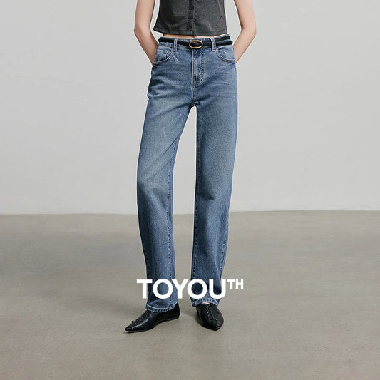 TOYOUTH Women Denim Jean 2025 Spring New Long Pants 8528038