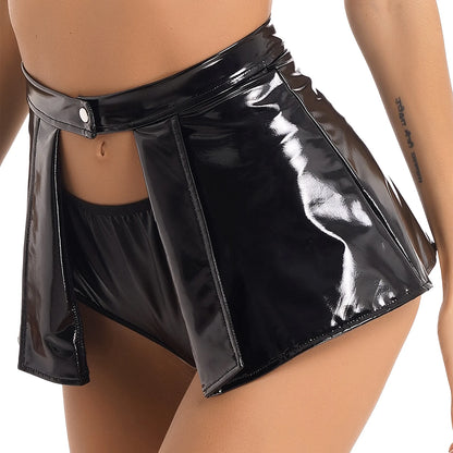 Sexy Women's Patent Leather Mini Skirt High Waist Party Short Dance Skirts Wetlook Clubwear Carnival Rave Dancing Miniskirts