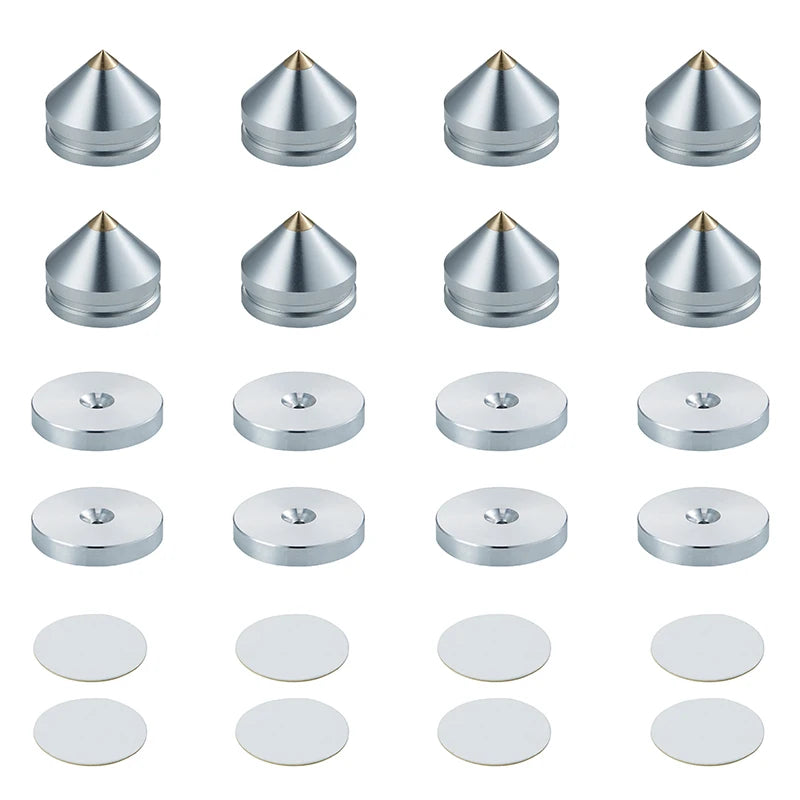 Pailvens loudspeaker Spikes 8 Series Set loudspeaker Alu Alloy Feet Subwoofer Feet 16x Adhesive Pads Speaker Stand
