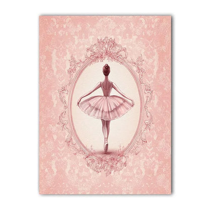 Nordic Wall Art Ballet Dancer Pink Ballerina Canvas Painting Nordic Style Poster Prints for for Girls Bedroom Wall Decor