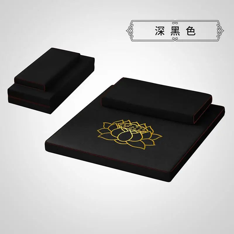 Thickened Zen Meditation Pad Coconut Fiber Embroidered Yoga Mat Home Use Sitting Cushion Yoga Mat Plant Floral Pattern