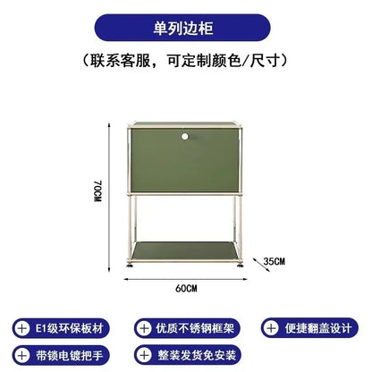 Living Room Sideboard Storage Cabinets Modular Combination Metal Frame for Office Drawers Large Storage Customizable Olive Green