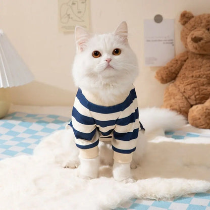 Cartoon Pattern Kawaii Pet Clothes Keep Warm Cotton Winter Puppy Clothes Striped Pajamas Animal Clothing Dog Jumpsuits Corgi