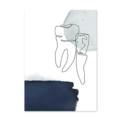 Modern Abstract Line Art Canvas Painting  Dental Clinic Wall Decor Dentist Office Posters and Prints Aesthetic Teeth Artwork for