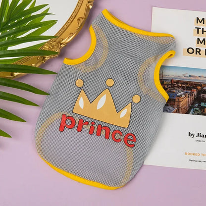 Fashion Summer Mesh Dog Cat Clothes Breathable Thin Puppy Kitten Vest Cute Cartoon Print Pet Clothing for Small Medium Dogs