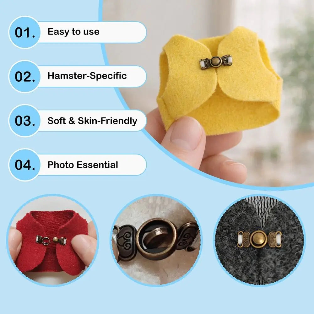 Cute Adorable Hamsters Apparel Skin-friendly with Buckle Cozy Pet Vest Warm Fabric Breathable Small Pets Clothing Photo Outfit