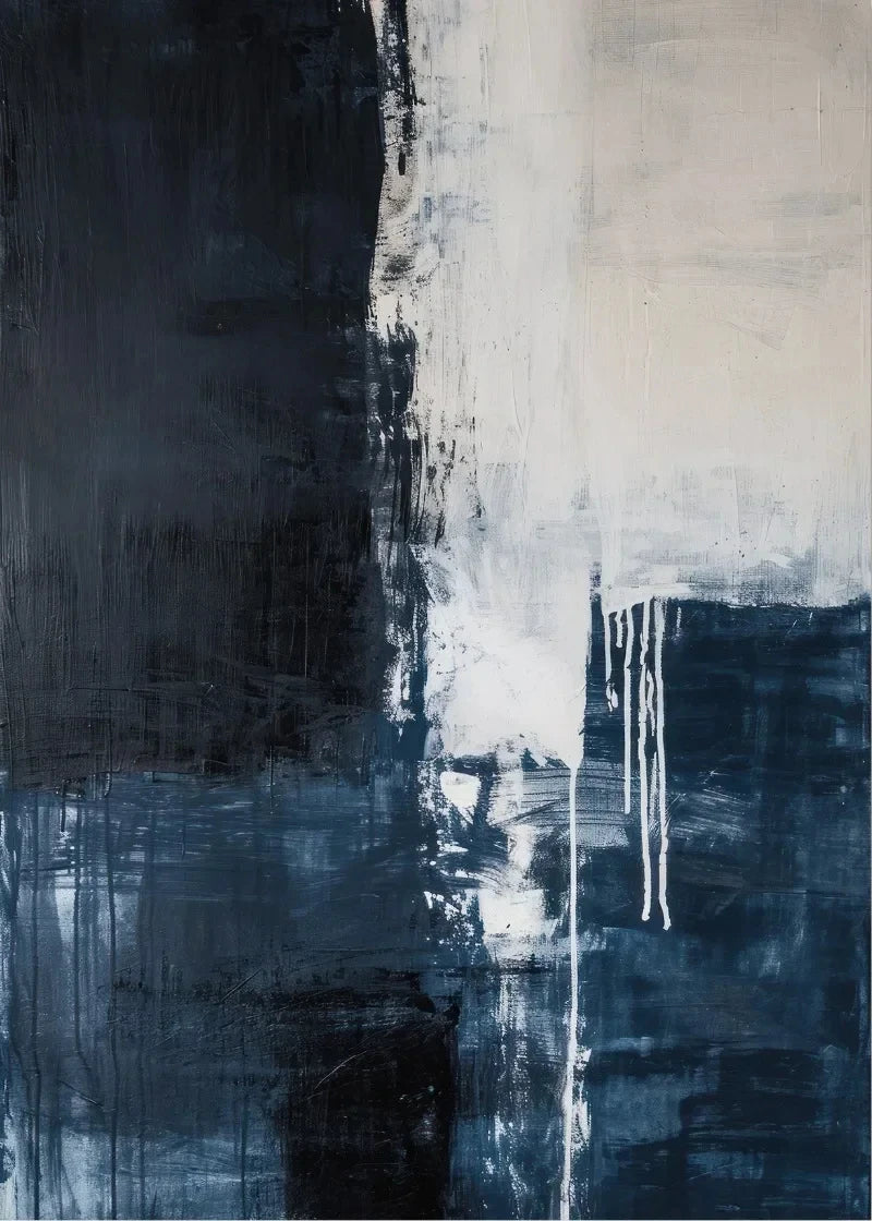 Deep Blue Modern Abstract Poster Print Canvas Art Pictures Home for Living Room and Bedroom Room Wall Decor Frameless Painting
