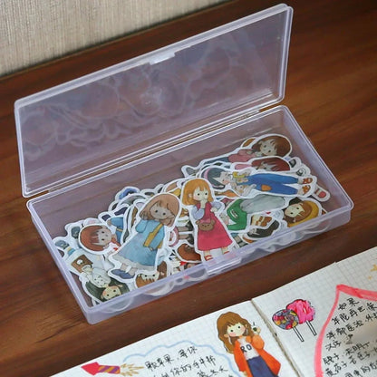 Transparent Plastic Storage Box Organizer Stickers Box Desktop Container Washi Tape Stickers Box Art Tool Case Stationery
