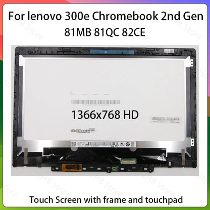 11.6" Laptop Touch Screen for Lenovo 300e Chromebook 2nd Gen 81MB 81QC 82CE LED Display+Frame+Board Assemblies LCD Module