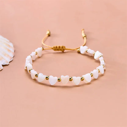 Fashion Cute Shell Heart-shaped Five-pointed Star Wax Rope Beaded Bracelet for Women Bohemia Sunmer Beach Jewelry Accessory Gift