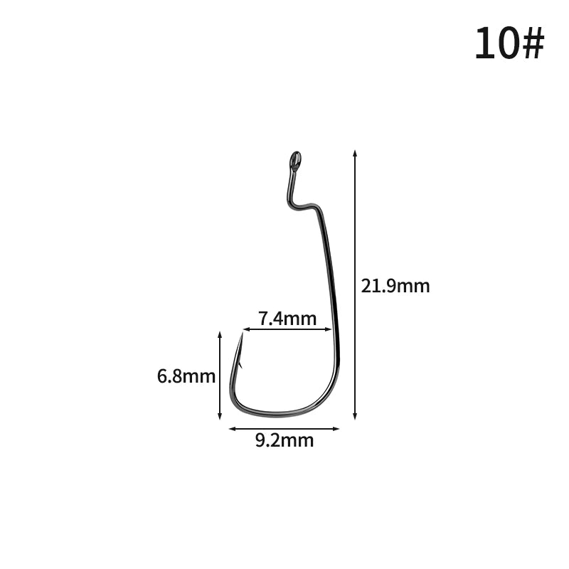 50pcs Crank Fishing Hook High Carbon Steel Soft Bait Hooks 2~10# Drop Shot Worm FishHook Freshwater Fishing Jig Hook