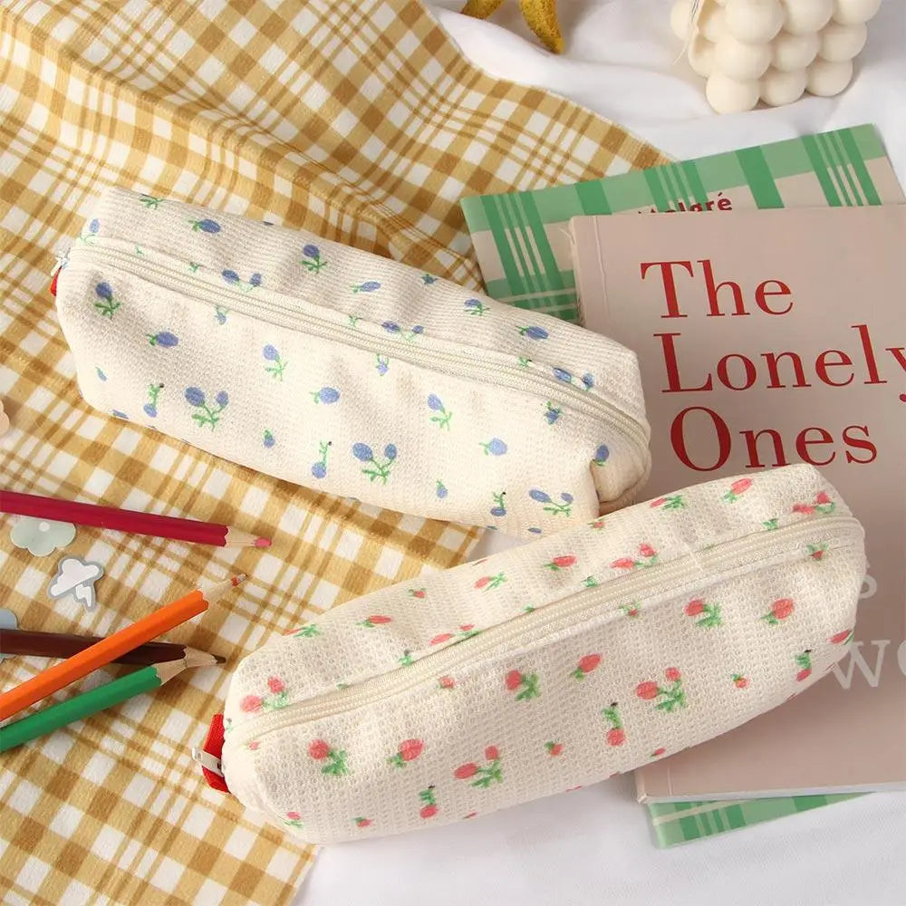Office Supplies Simple Stationery Pen Box Makeup Bag Pen Holder Pencil Bag Small Flowers Storage Bags Pencil Cases