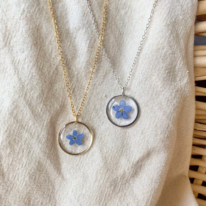 Forget-Me-Not-Necklace, Floral Necklace, Botanical Necklace, Botanical Necklace, Gift for Her
